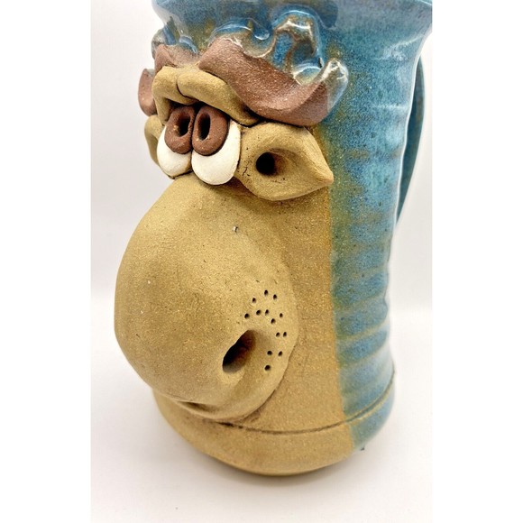 Vintage 3D Moose Face Art Pottery Coffee Cup Mug Used - Picture 9 of 11